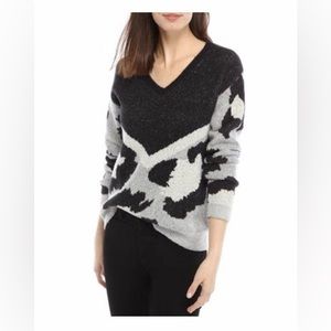 V-neck animal print sweater